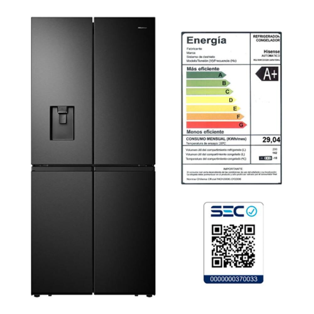 Refrigerador Side by Side Hisense RQ-56WCD / No Frost / 432 Litros / A+ image number 7.0