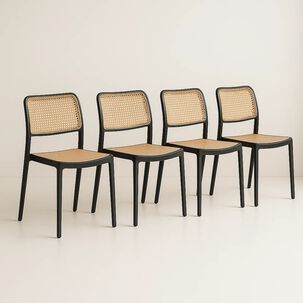 Pack De 4 Sillas De Terraza Enrejadas - Negras