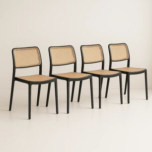 Pack De 4 Sillas De Terraza Enrejadas - Negras