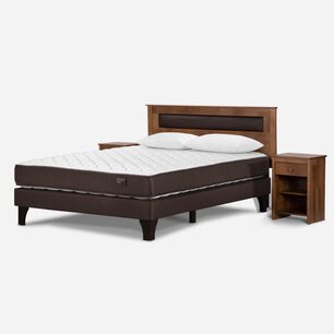Cama Europea Rosen Ergo T / 2 Plazas / Base Normal + Set De Maderas Ferrara + Almohada Light