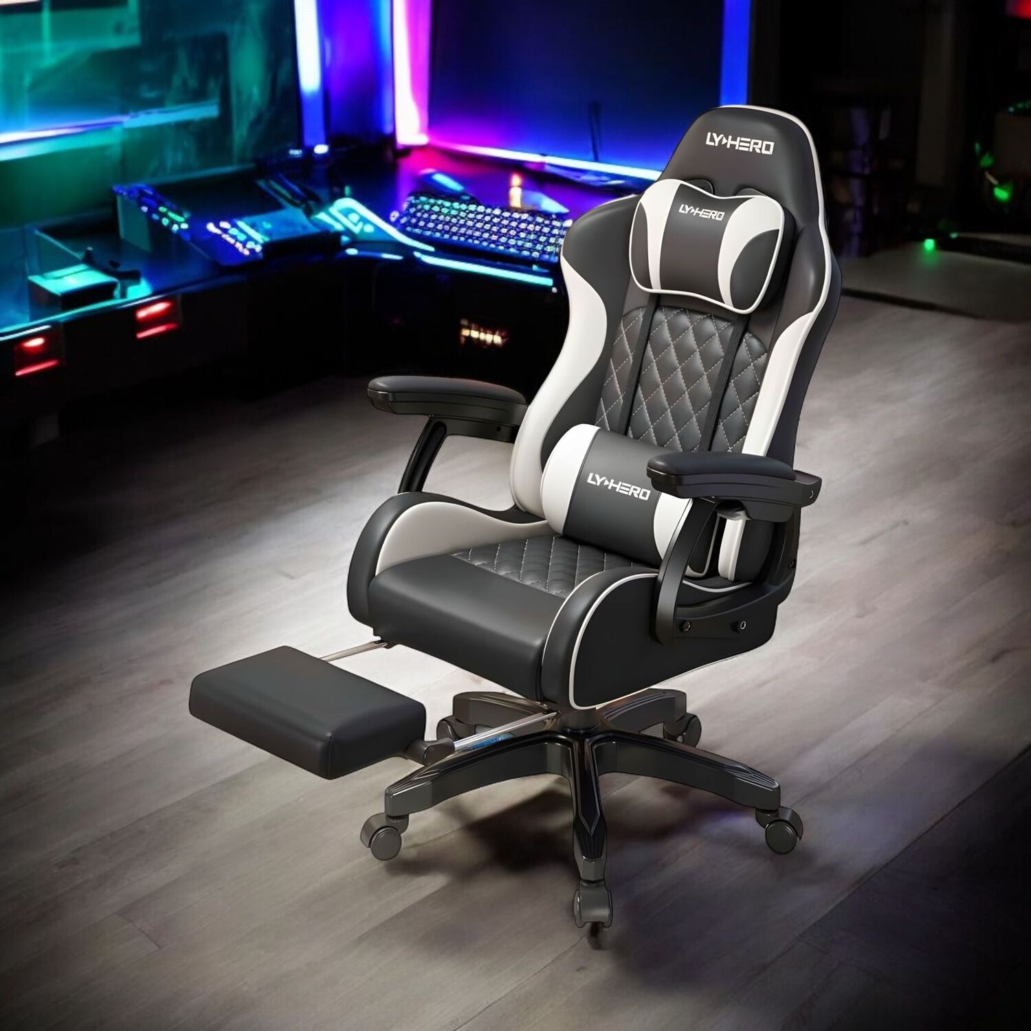 Silla Gamer Ergon&oacute;mica Reclinable Con Reposapies Negra image number 3.0