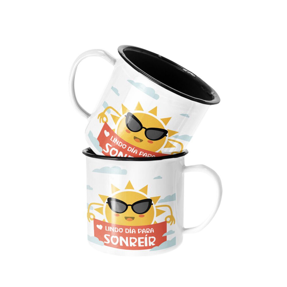 Taza Enlozada Lechera Lindo D&iacute;a Para Sonreir Motivacional image number 0.0