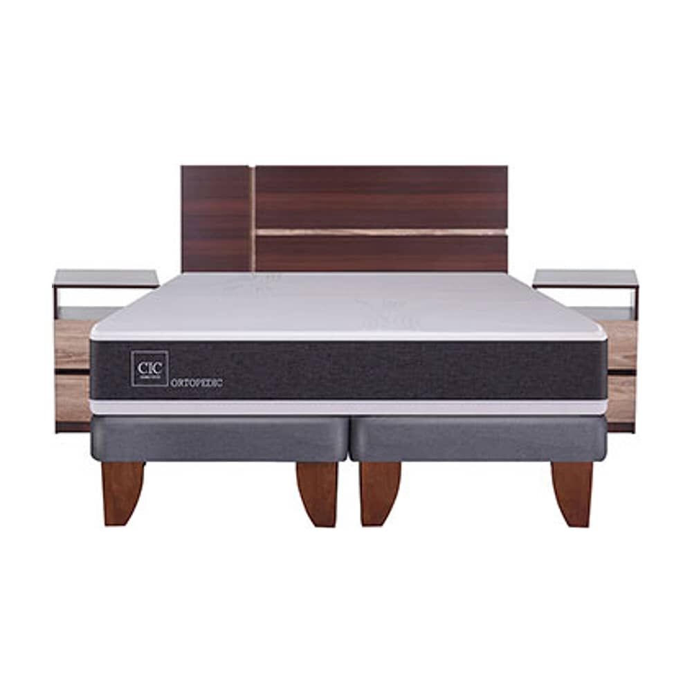 Cama Europea Cic New Ortopedic / 2 Plazas / Base Dividida + Set De Maderas image number 5.0
