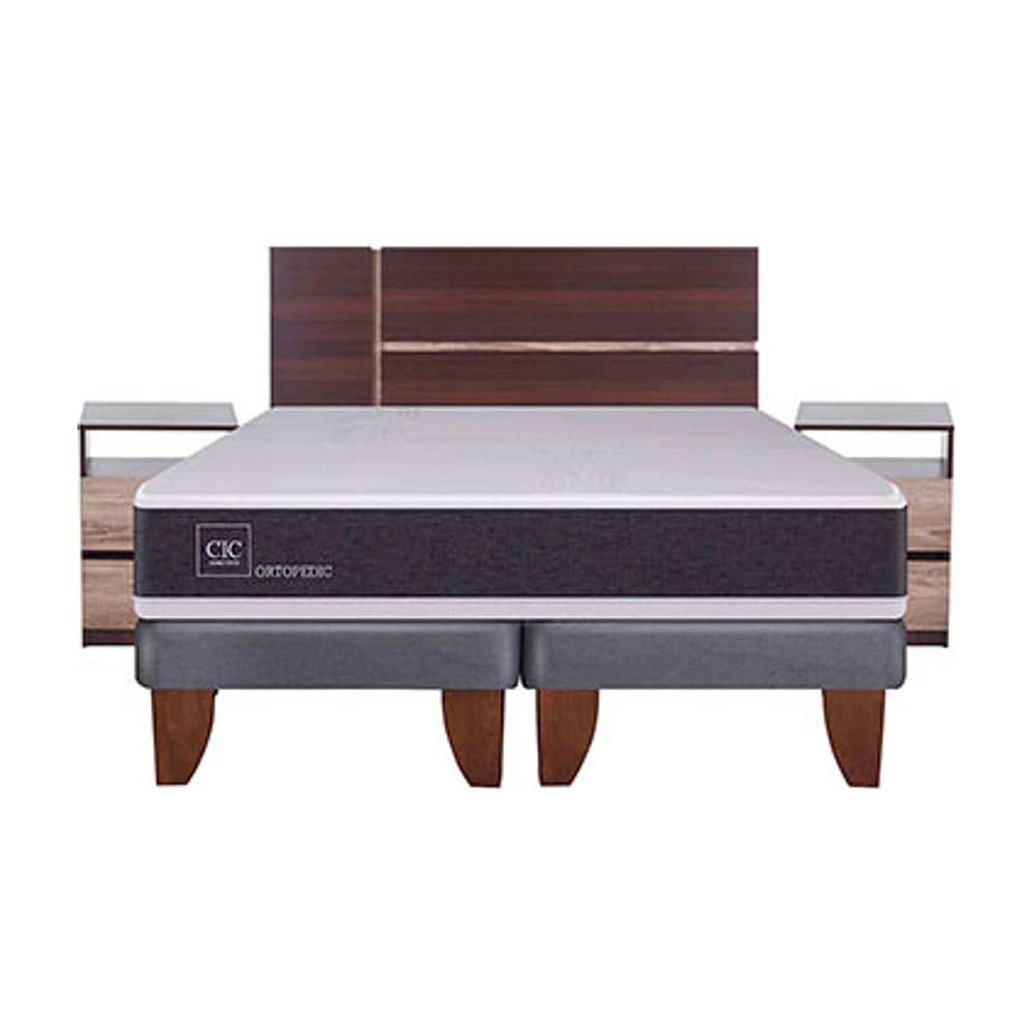 Cama Europea Cic New Ortopedic / 2 Plazas / Base Dividida + Set De Maderas image number 5.0