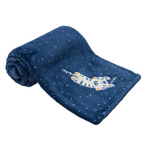 Frazada De Coral Plush Azul Tigre Niño