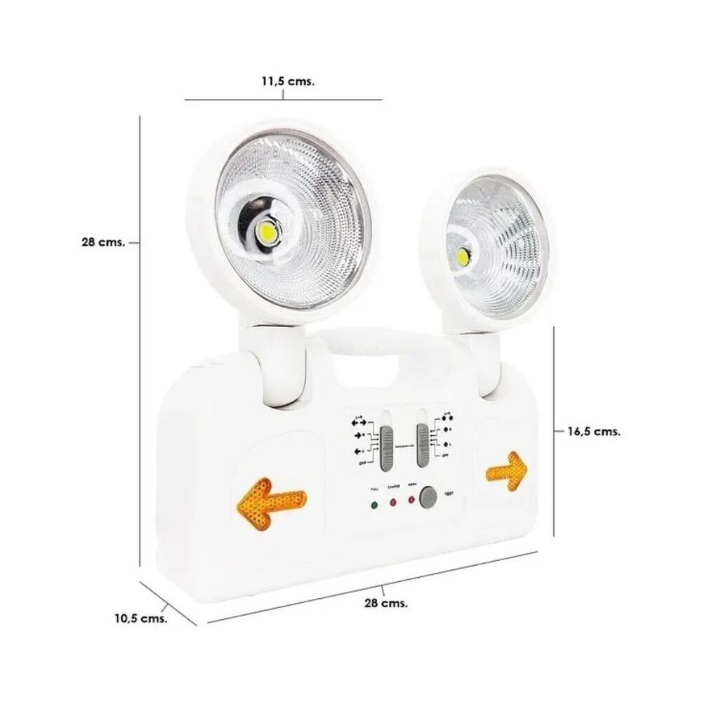 Lámpara Emergencia 2 Focos Recargable Luz Led image number 6.0