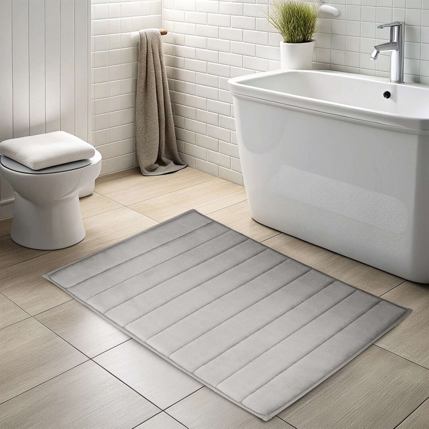 Alfombra De Ba&ntilde;o Nautica Home 50x80cm Coralina Ultra Suave Gris image number 1.0