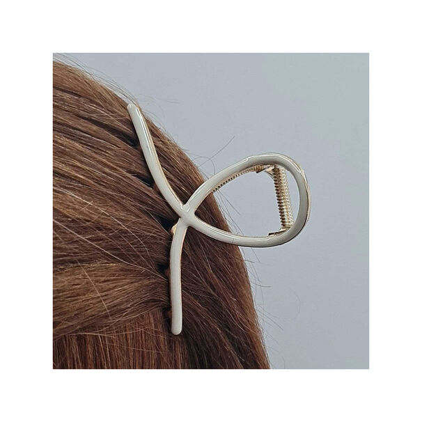 Traba Met&aacute;lica Garra Grande Para Cabello Resina Blanco Hueso