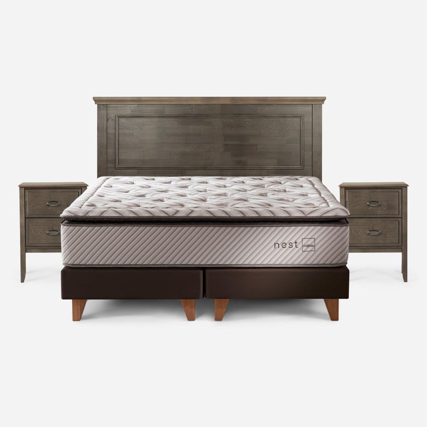 Cama Europea Rosen Nest / 2 Plazas / Base Dividida + Set De Maderas Anna image number 0.0