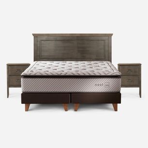 Cama Europea Rosen Nest / 2 Plazas / Base Dividida + Set De Maderas Anna