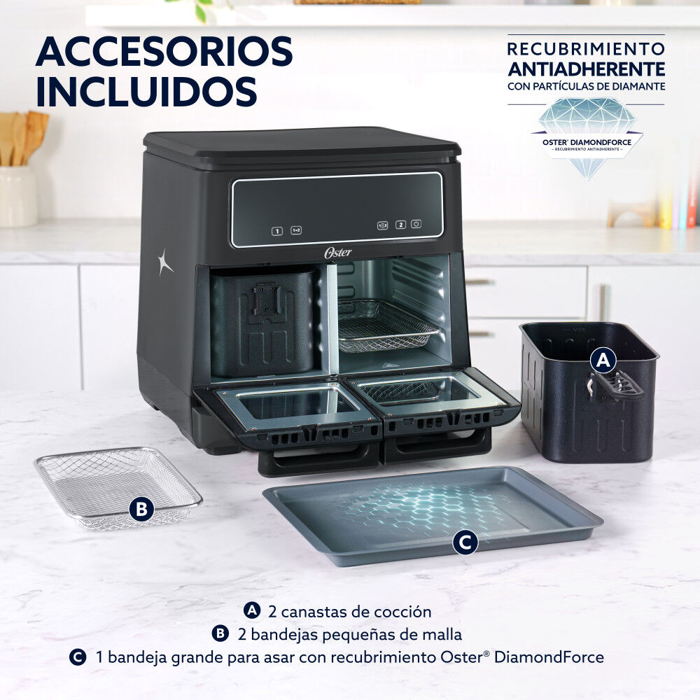 Freidora De Aire Oster Flex 2 Zonas 11 Lt Diamondforce image number 6.0