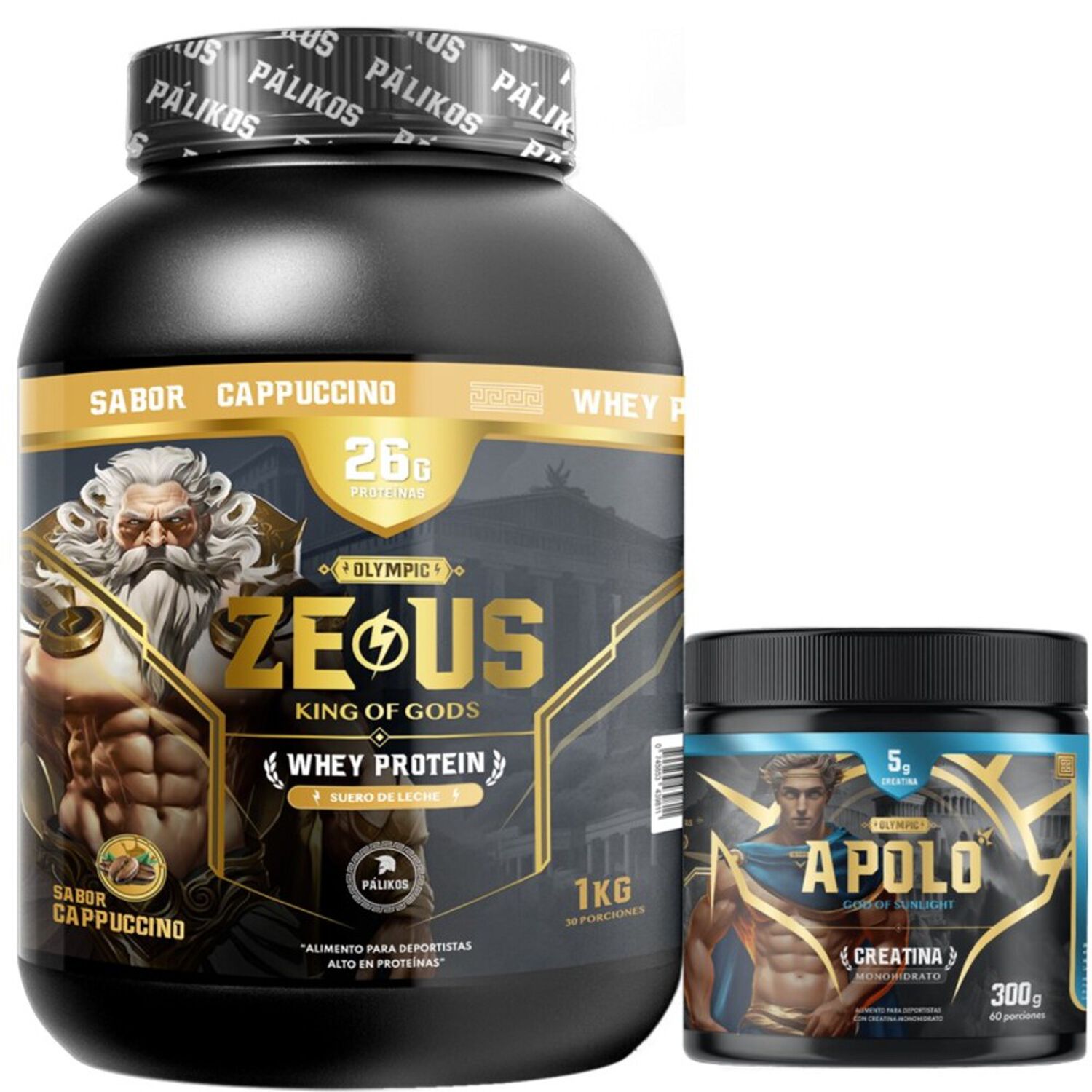 Pack Guerrero 1 Kg / Zeus 1kg (cappuccino) + Creatina Apolo 300 G image number 0.0