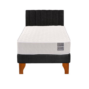 Cama Europea 1 Plaza Luna + Respaldo Tubular Madera Negro