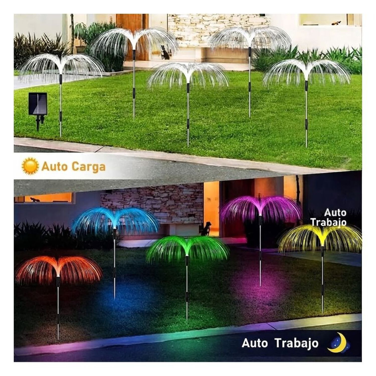 Pack 2 Estacas Solares Medusa Led Rgb Decoraci&oacute;n Jard&iacute;n image number 4.0