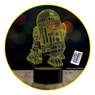 L&aacute;mpara 3d 7 Colores R2d2 Star Wars + Control Remoto