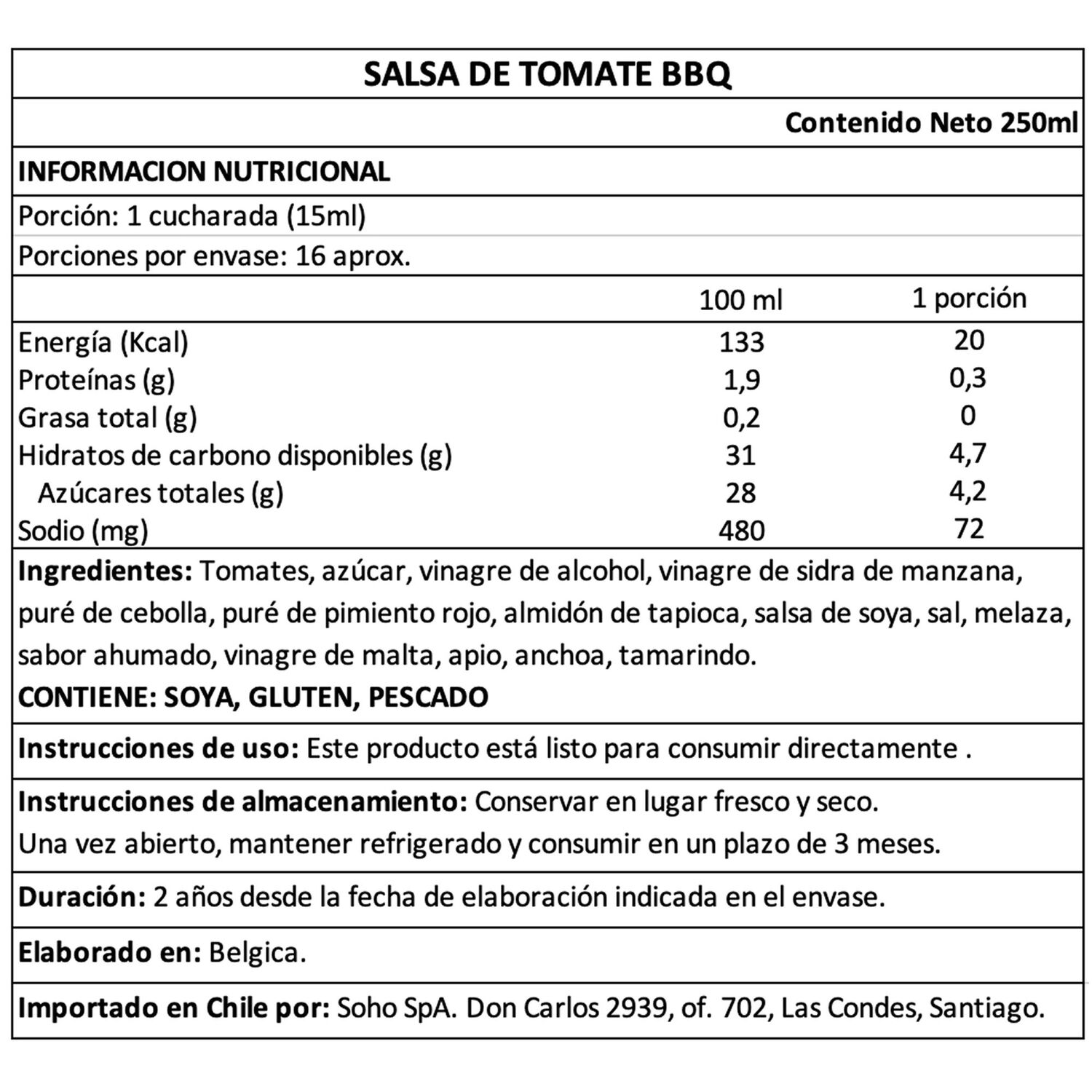 Salsa De Tomate A La Barbacoa Belberry 1 X 250 Ml image number 4.0