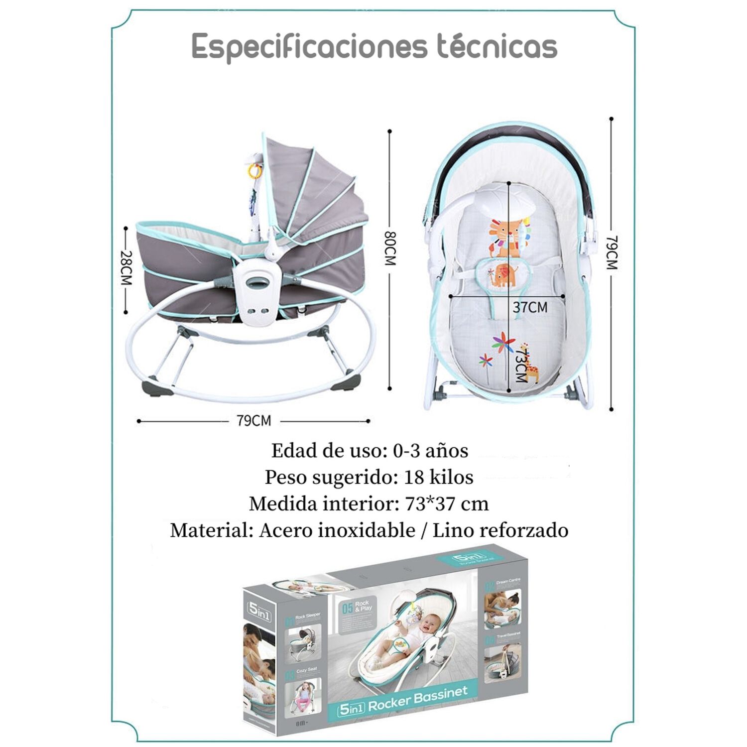 Cuna Mois&eacute;s 5 En 1 Con Vibraci&oacute;n Mosquitero Cozy Rosada image number 7.0