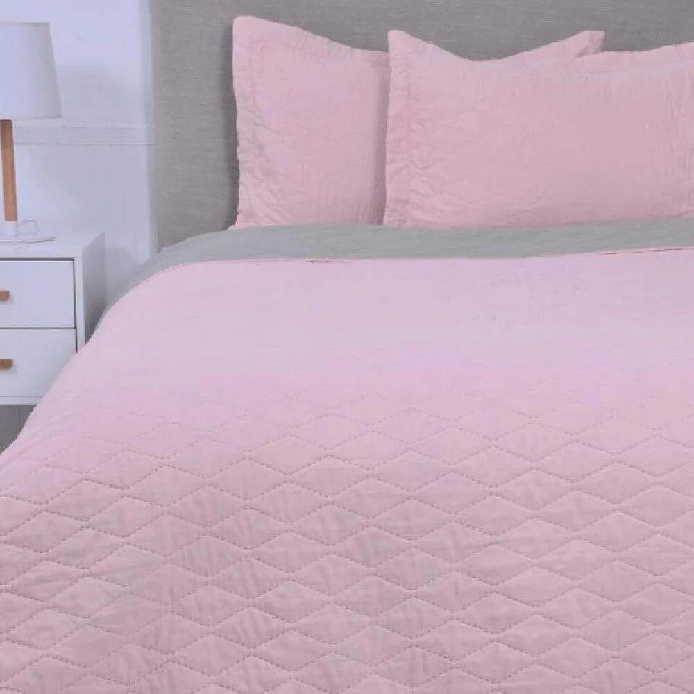 Quilt Bicolor Liso King Gris Rosado image number 0.0