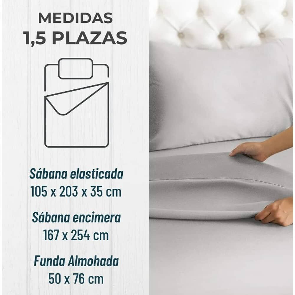 Sabana 1800 Hotel Ultra Suave + Funda Bordada. 1.5 Plazas Gris image number 2.0