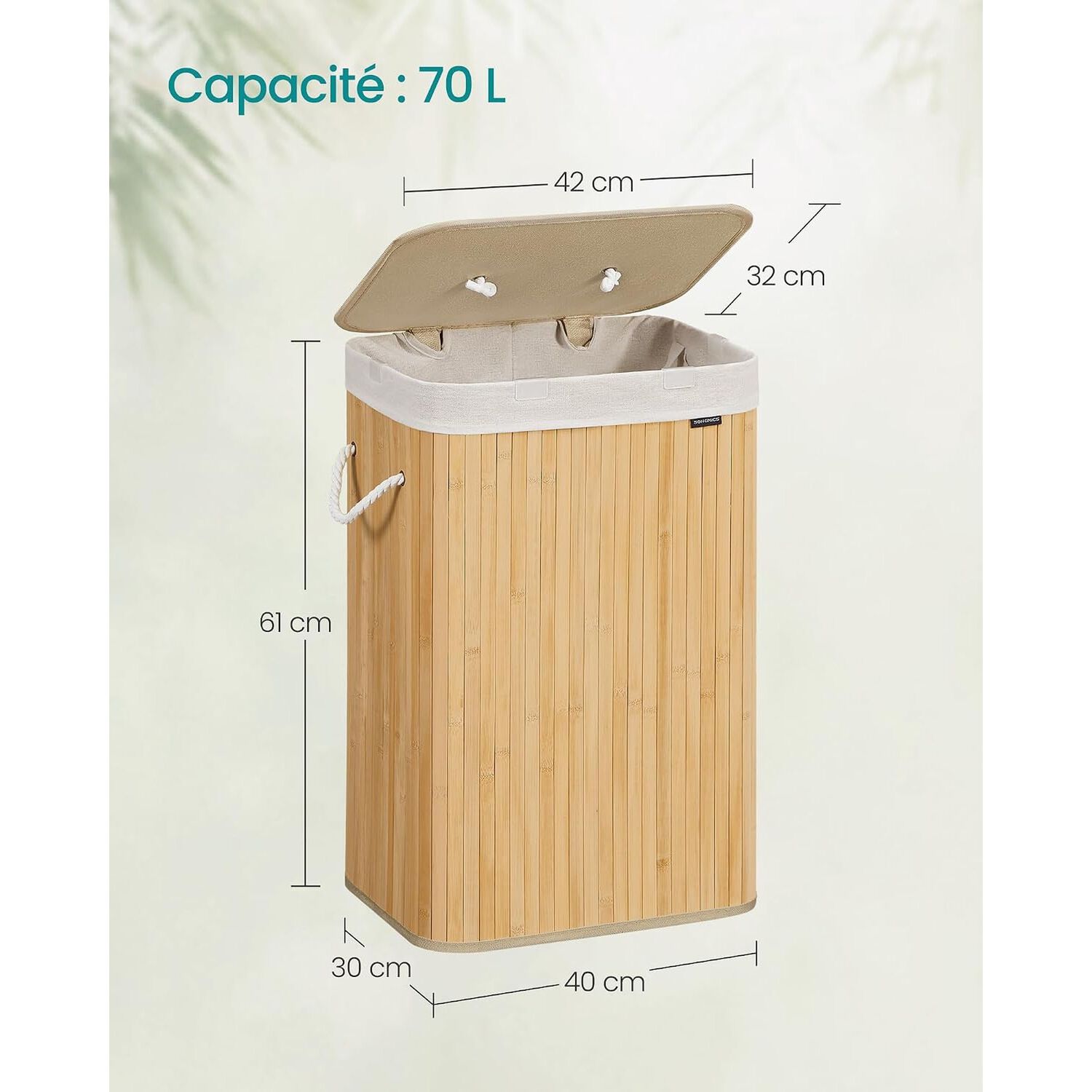 Canasto Ropa Songmics 72l Plegable Con Bolsa Lavable image number 4.0