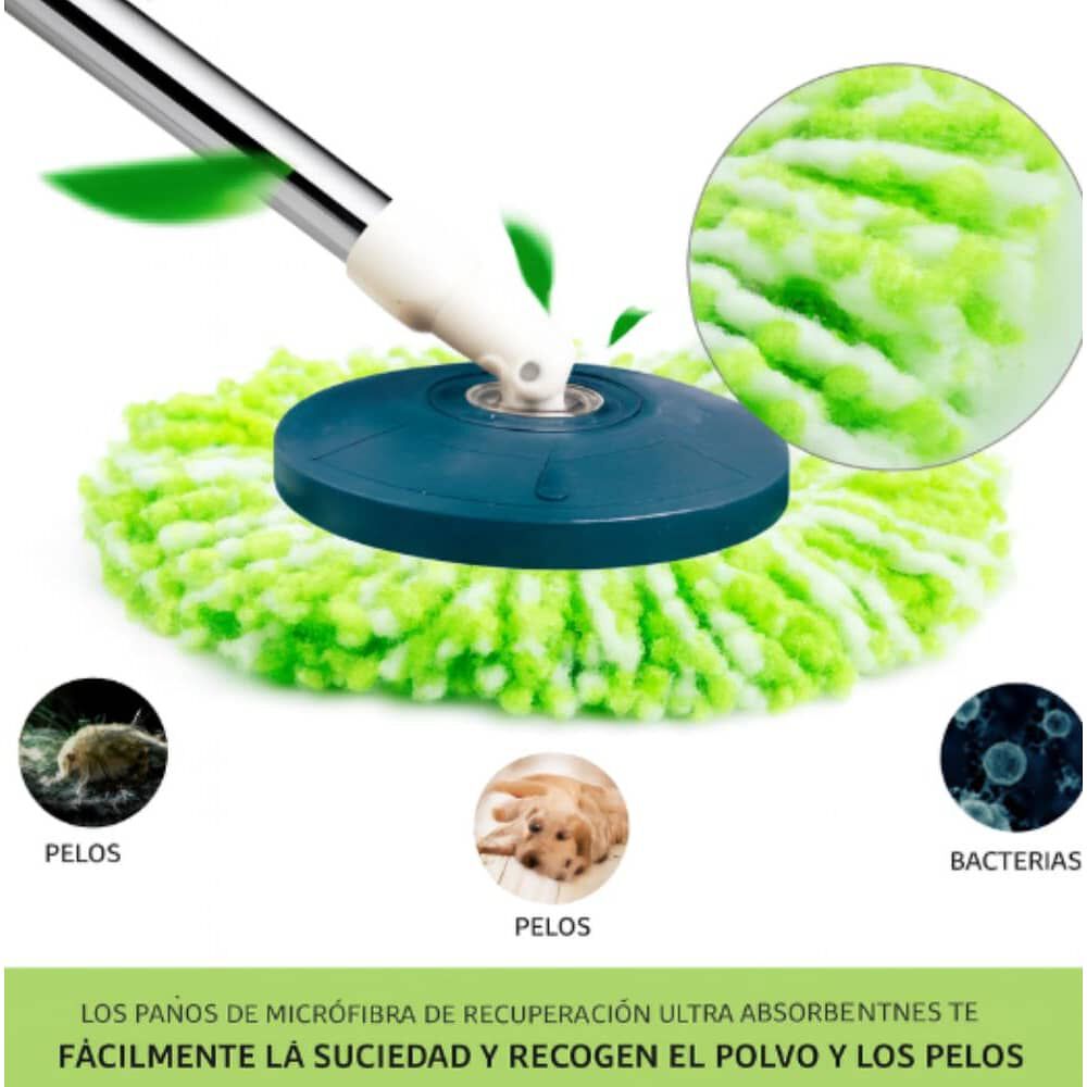 2 Mopas Giratoria 360&deg; Trapeador Canasto Met&aacute;lico Con Pa&ntilde;os image number 2.0