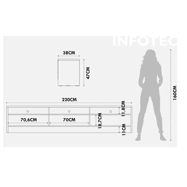 Rack Decocasa Aspen / 3 Cajones