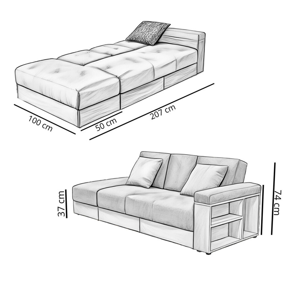 Sofá Cama Modular Alaska Gris 3 Cuerpos image number 5.0