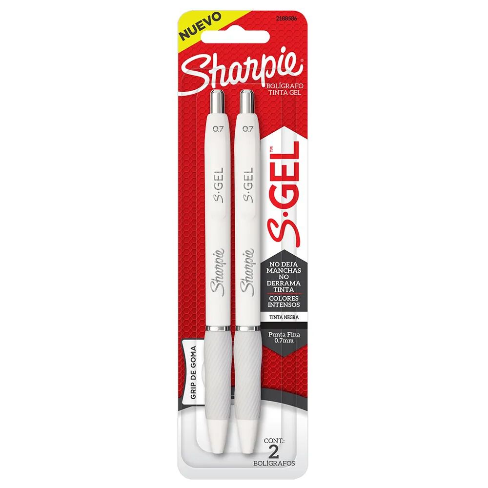 Sharpie Fashion 2 Bolígrafos Gel 0.7mm Punta Fina Tinta Negra - Blanco image number 0.0