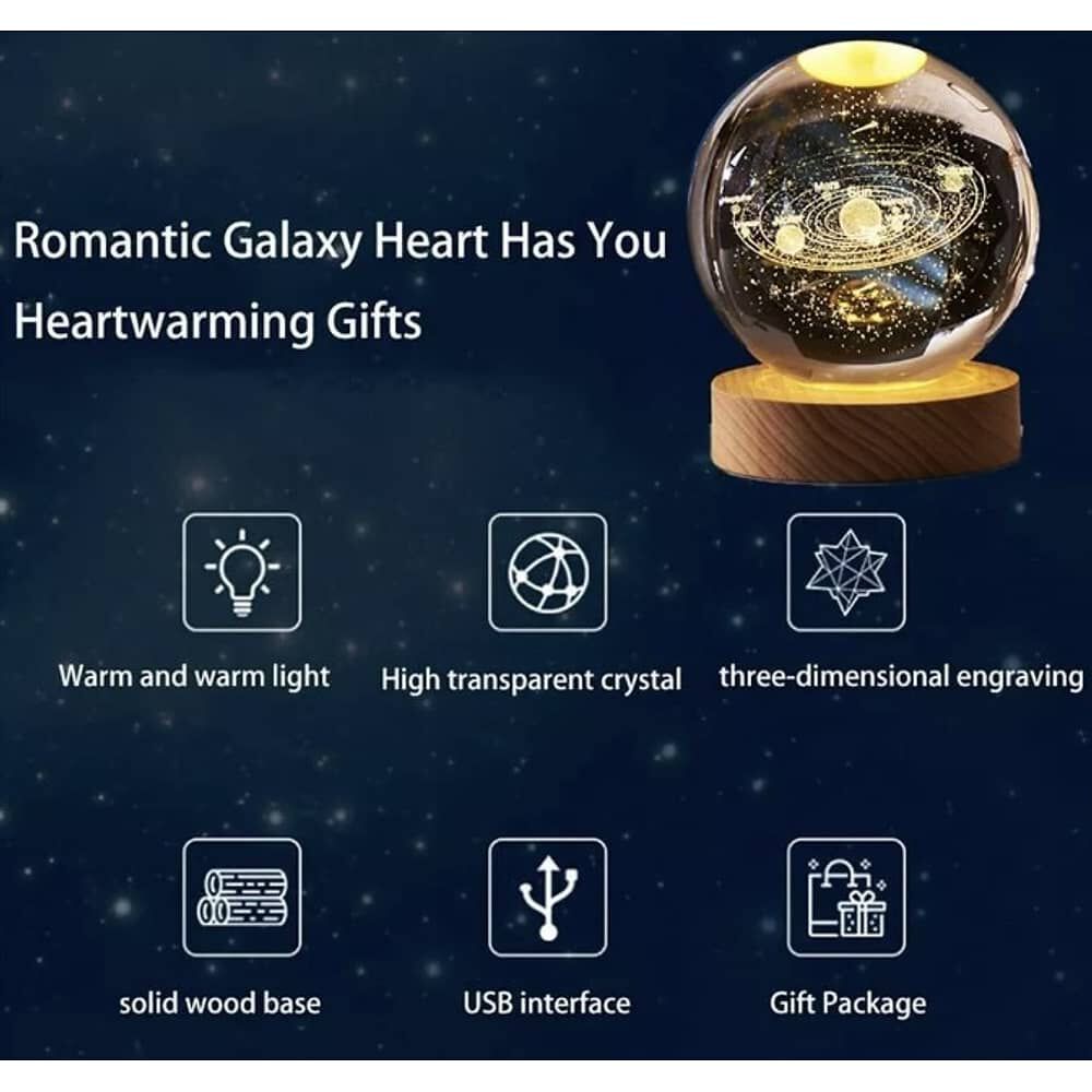 L&aacute;mpara De Luz De Noche Led 3d De Bola De Cristal image number 3.0