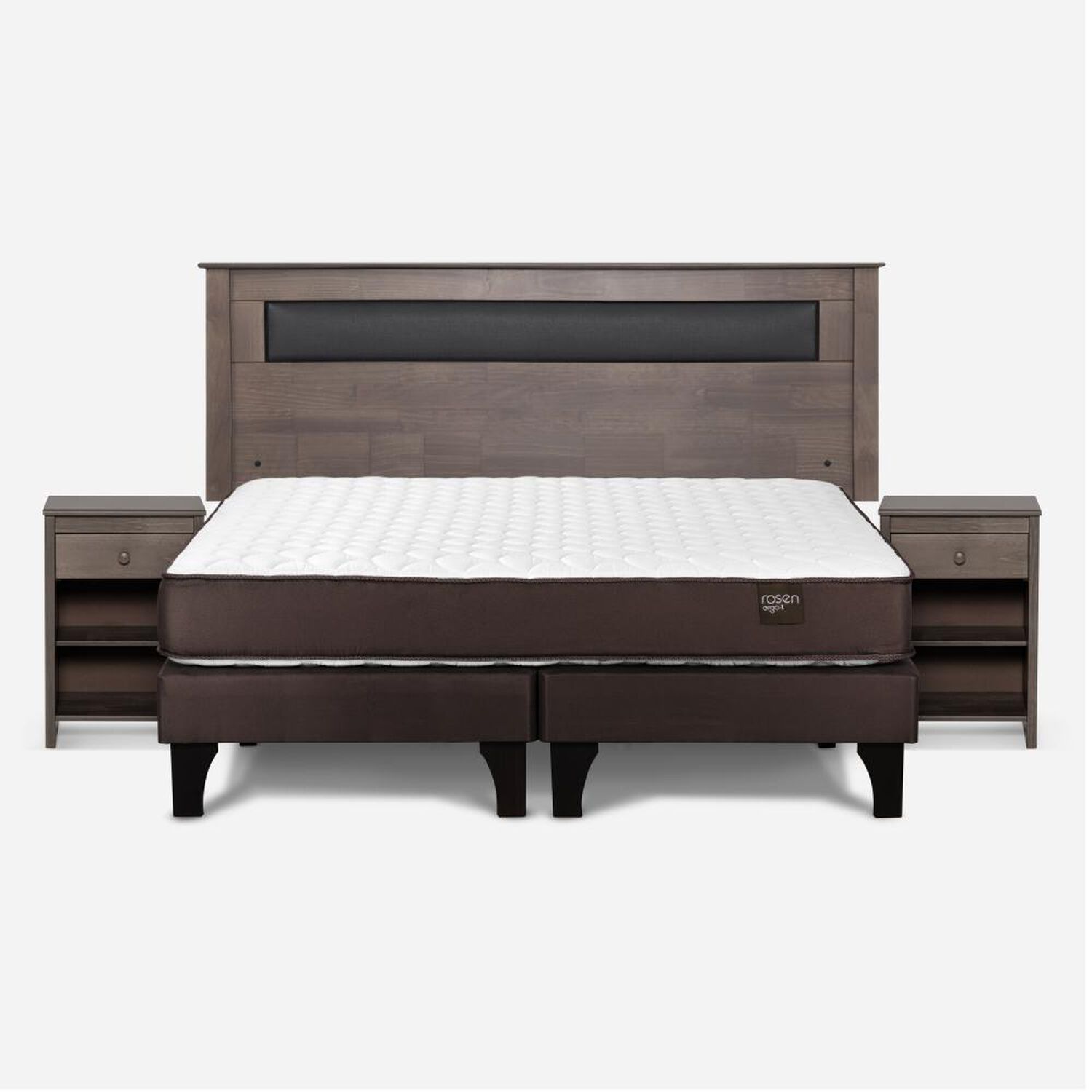 Cama Europea Rosen Ergo T New / King / Base Dividida  + Set Maderas Ferrara Gris image number 0.0