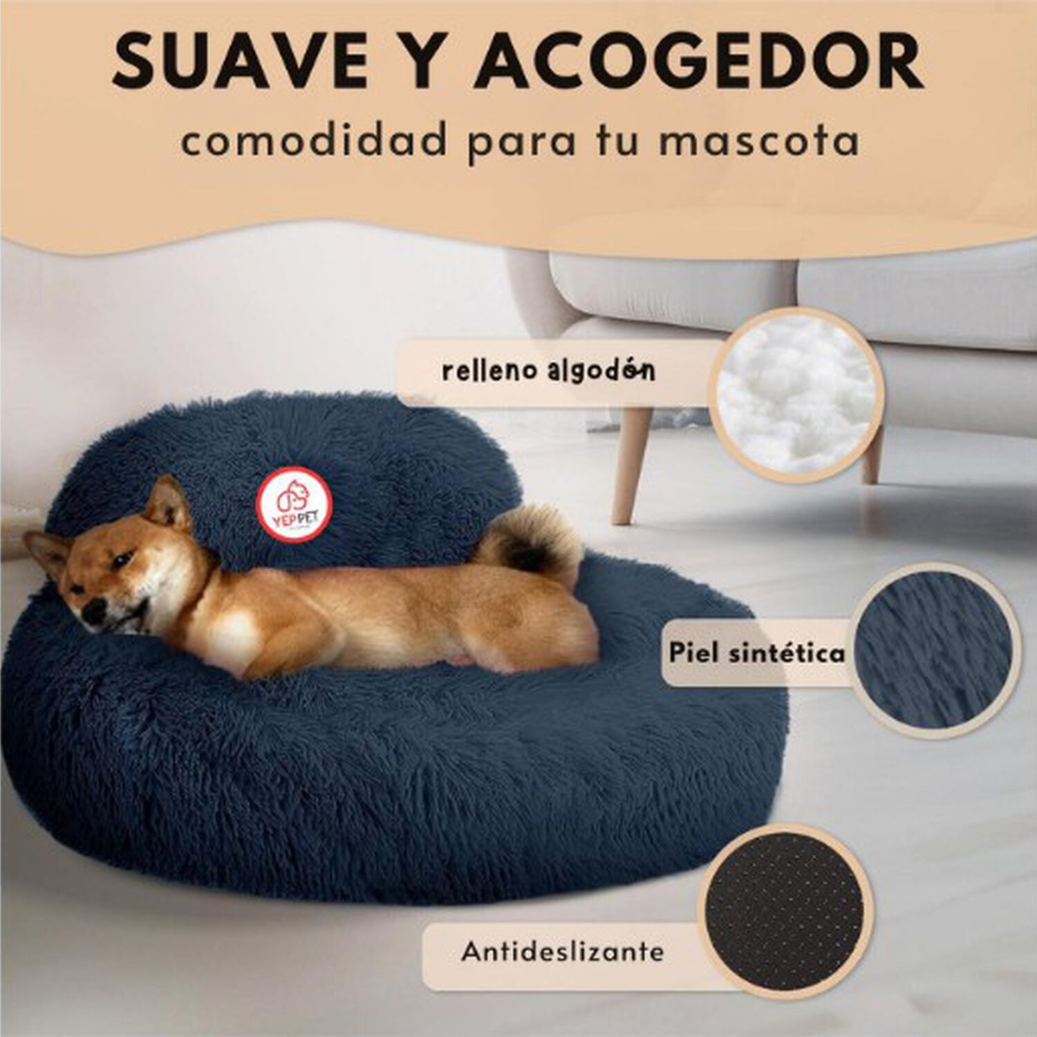Cama Mascota Grande Yep Pet Perro L Antiestr&eacute;s Y Ronquido Cama Dona image number 3.0