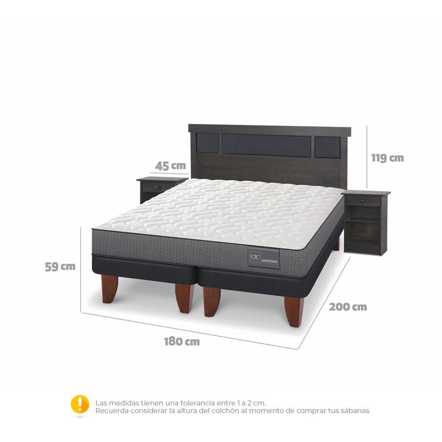 Cama Europea Cic Anatomic / King / Base Dividida + Set De Maderas image number 4.0