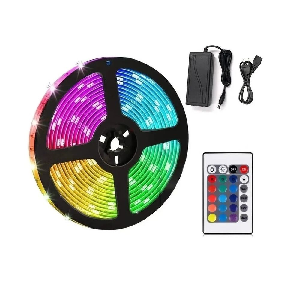Kit Tira De Led Luz Cinta 5 Metros Rgb Control Remoto Ultra image number 0.0