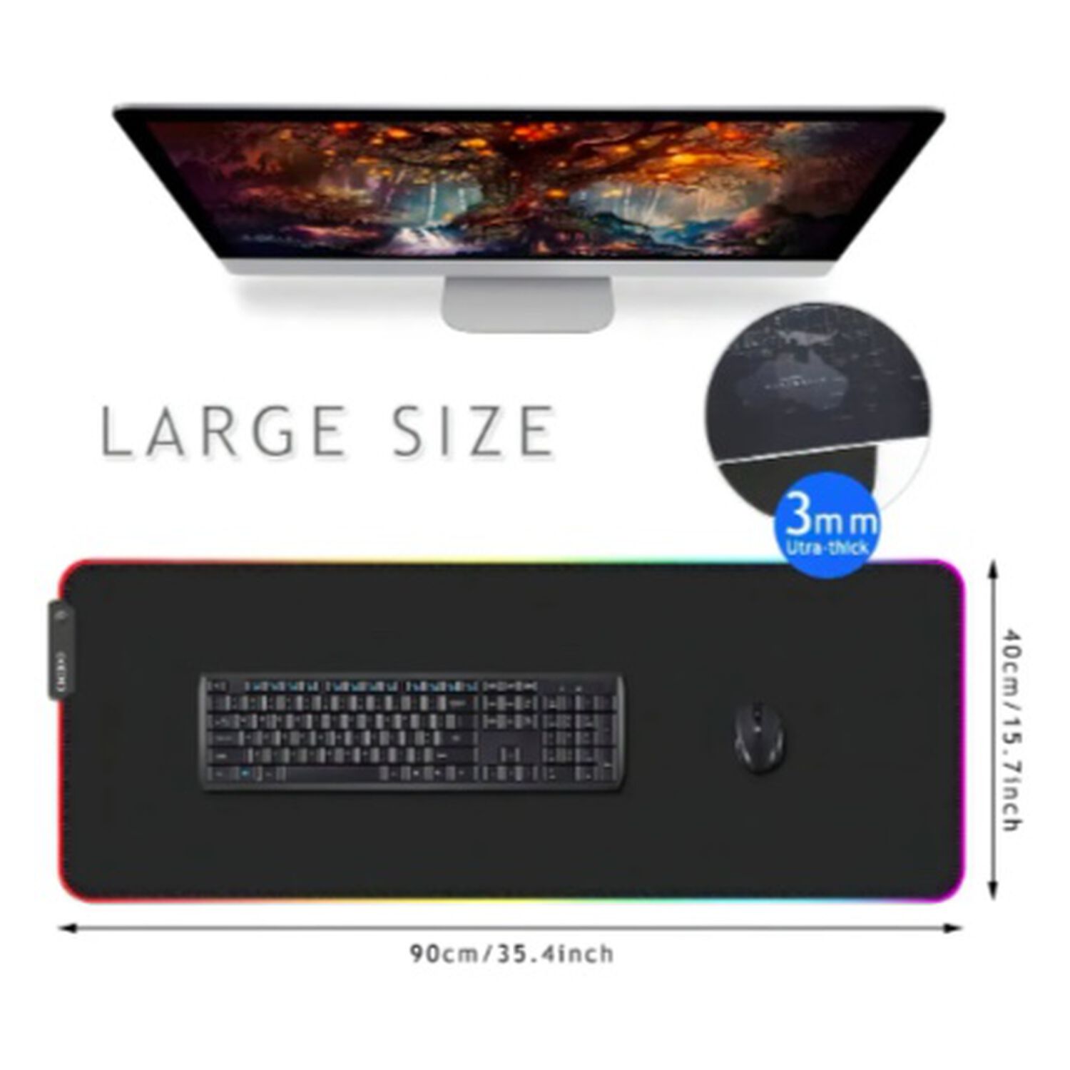 Mousepad Gamer Negro Antideslizante image number 2.0