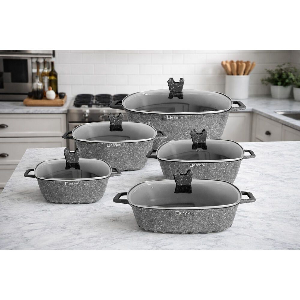 Juego De Ollas Granito 10 Piezas Antiadherente Premium Gris image number 2.0