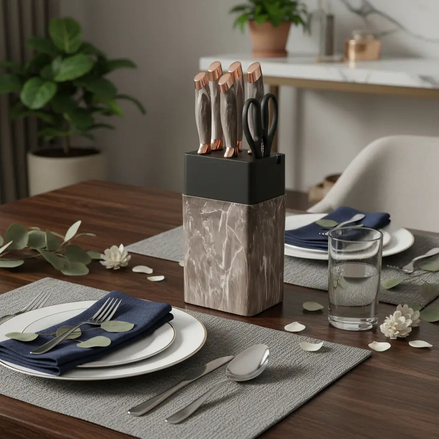 Set De Cuchillos De Cocina Marble Lux Base Rectangular Marble Taupe image number 2.0