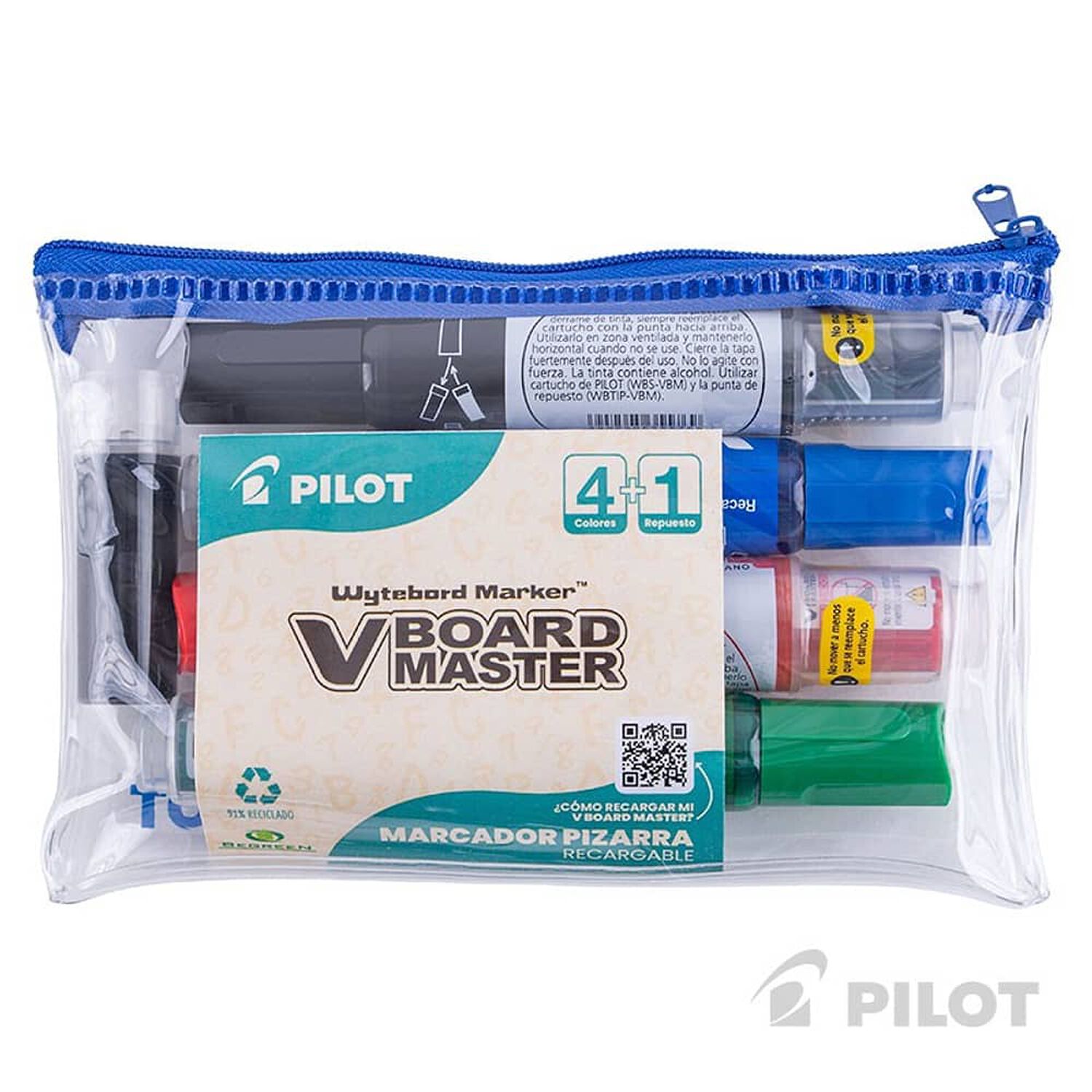 Set 4 Marcadores Recargables Pilot Colores Surtidos Azul Negro Very Rojo image number 1.0