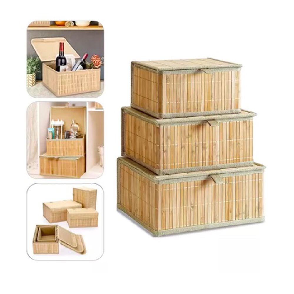 Set 3 Cajas De Bambu Organizadora Multifuncional image number 0.0