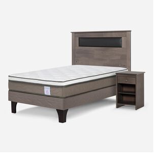 Cama Europea Rosen New Style 6 / 1.5 Plazas / Base Normal  + Set Maderas Ferrara Gris