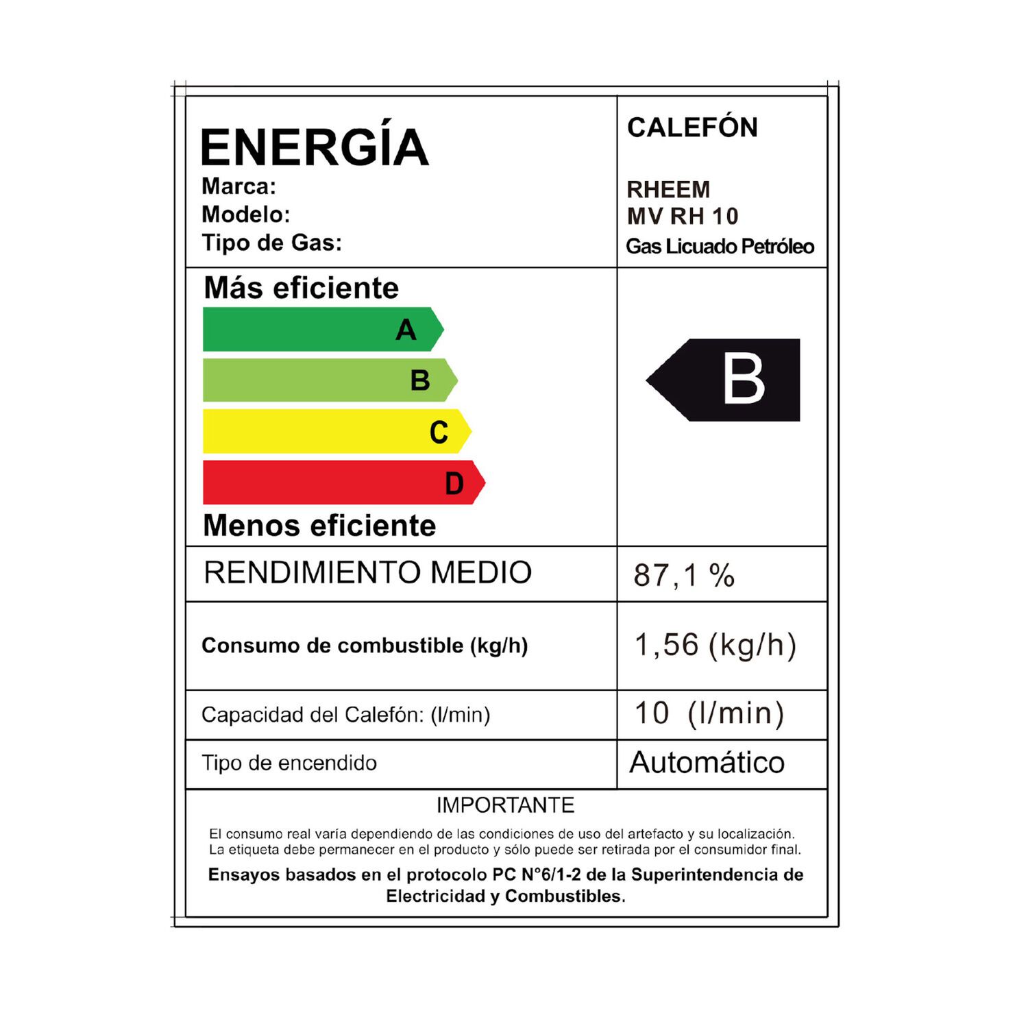 Calefont Digital 10 Litros Gas Licuado Tiro Natural Rheem image number 9.0