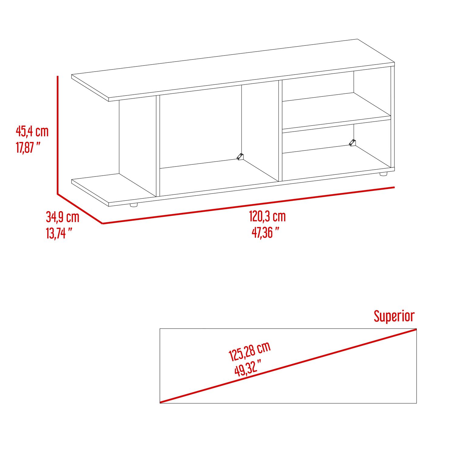 Mesa De Tv 50" Fm 45,4x120,3x34,9 Cm Caf&eacute; Oscuro image number 5.0