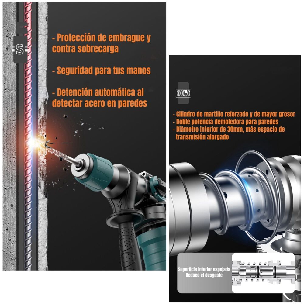 Kit Taladro De Impacto 1200w Industrial Con Caja Accesorios image number 3.0