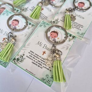 Encintados Recuerdos Bautizo 12 Llaveros + Tarjetas Bautismo