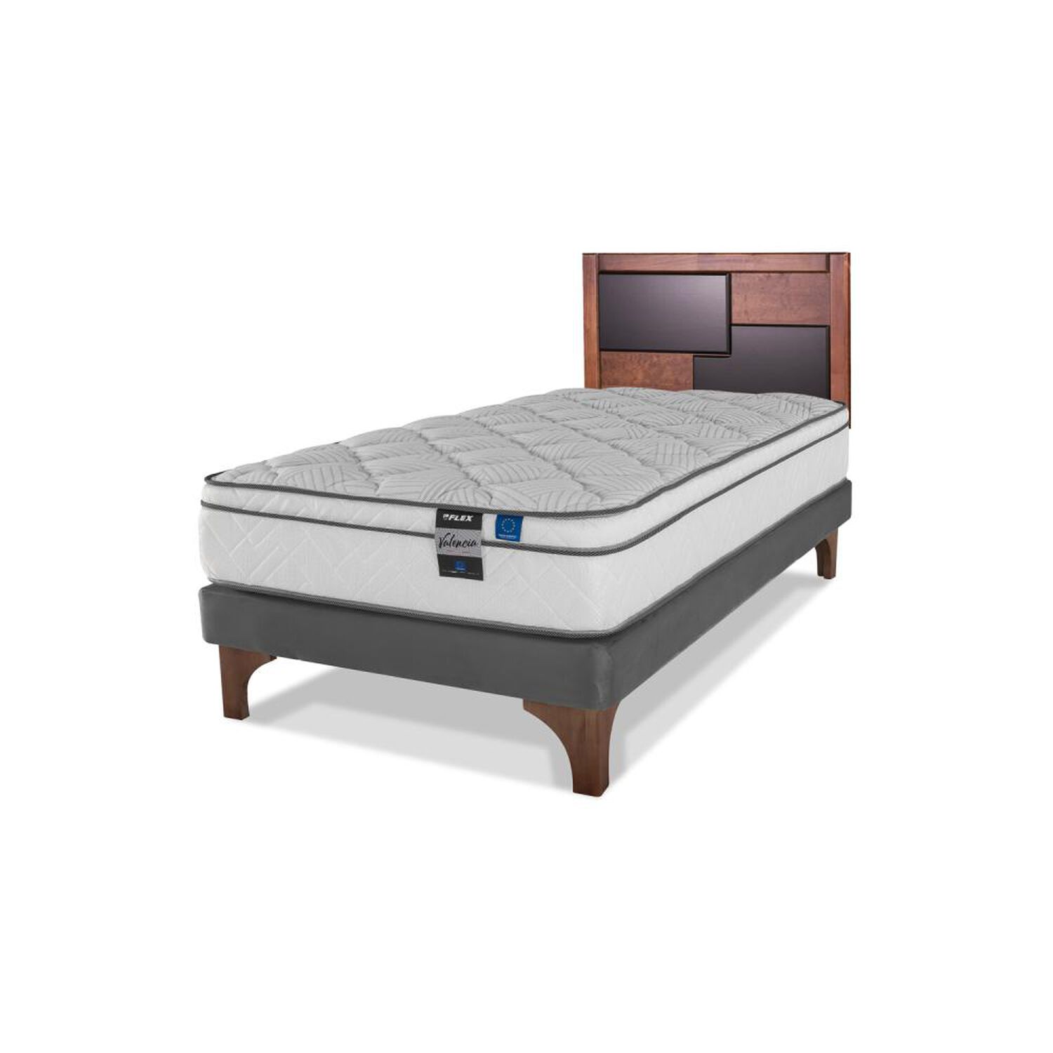Cama Europea Flex Valencia / 1.5 Plazas / Base Dividida + Respaldo image number 0.0