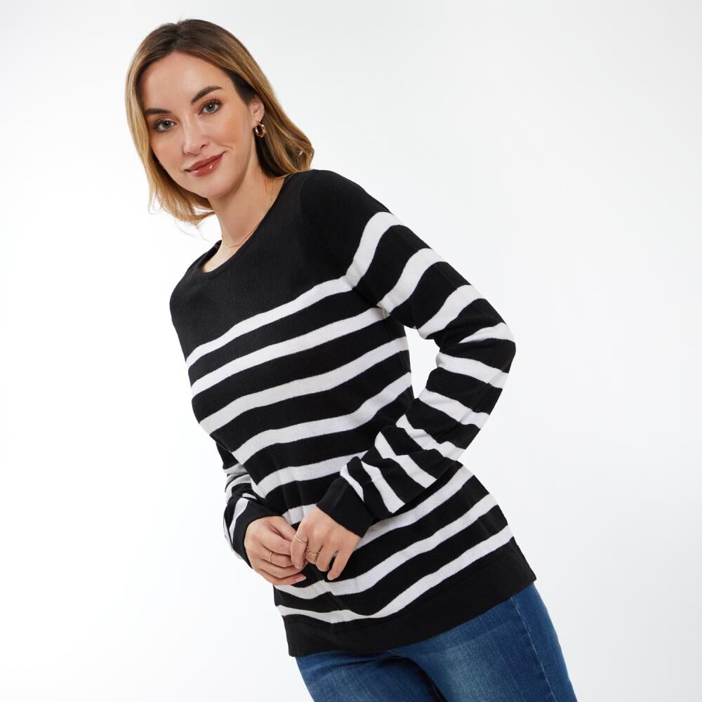 Sweater Listado Cuello Redondo Regular Mujer Geeps image number 2.0