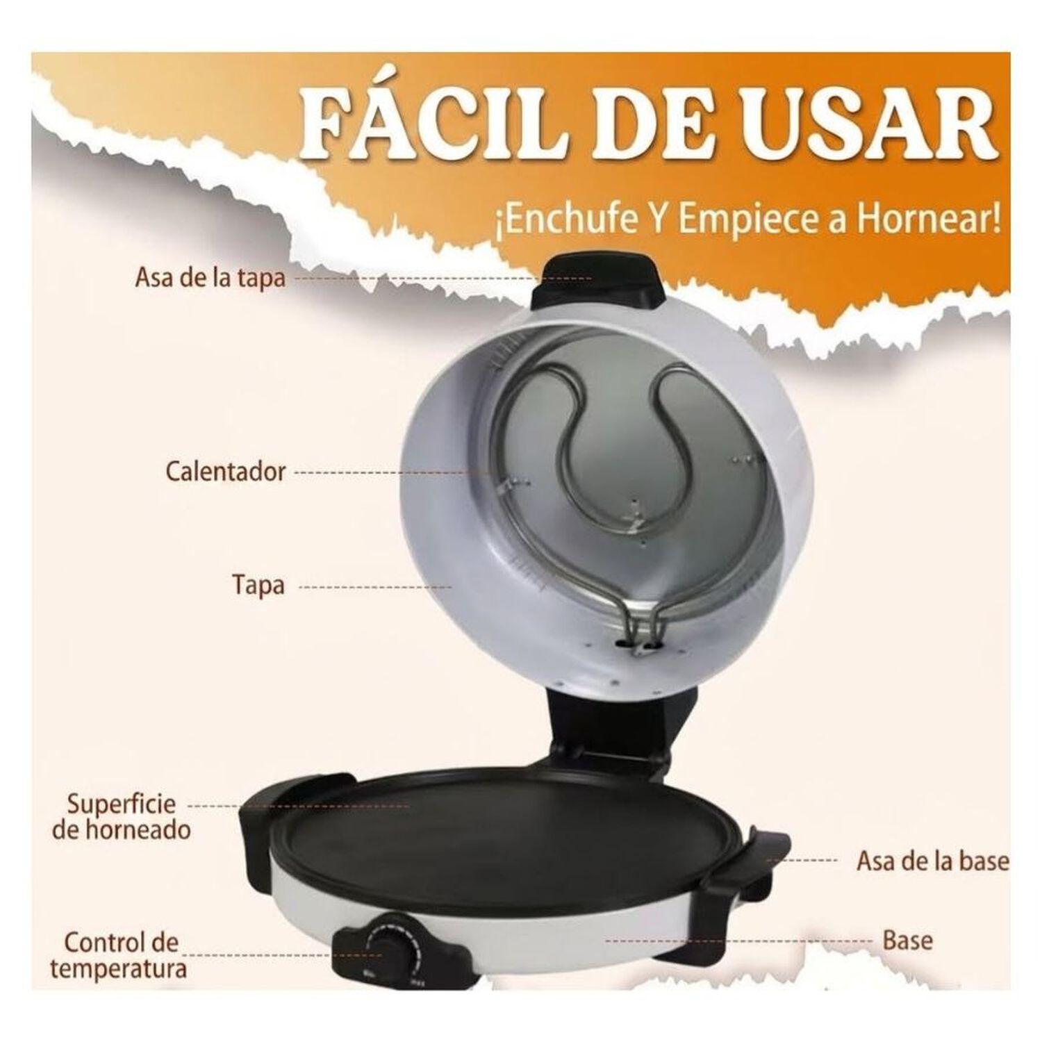 M&aacute;quina Para Hacer Crepas Y Pizzas 4 En 1 Sutai 35cm image number 2.0