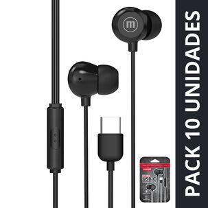 Pack 10 Audífonos Maxell In-bax Con Micrófono In Ear Tipo C Negro Pack 10 Audífonos Maxell In-bax Con Micrófono In Ear Tipo C Negro