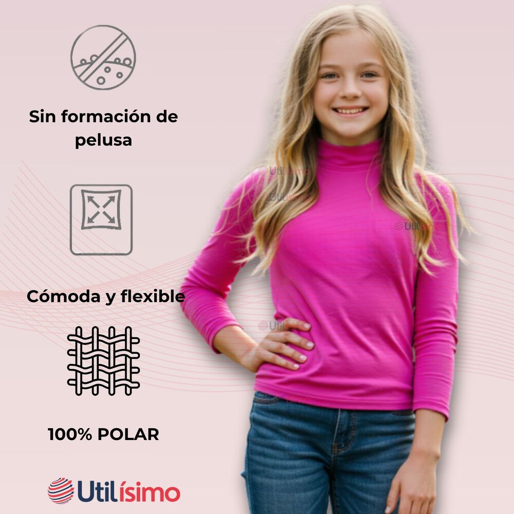 Pack 6 Camiseta Beatle Polar Juvenil Ni&ntilde;a Primera Capa Colores Surtidos image number 5.0