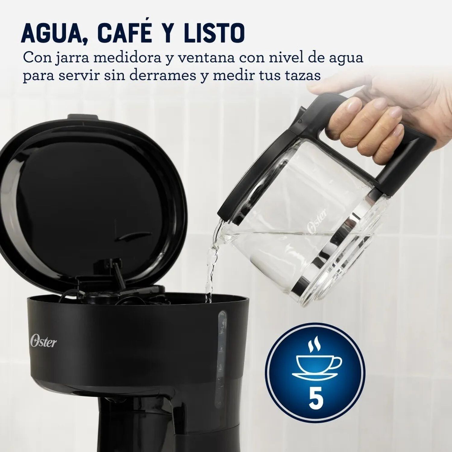 Oster Cafetera 5 Tazas De Capacidad Con Filtro Reutilizable Bvstdcs51b image number 3.0