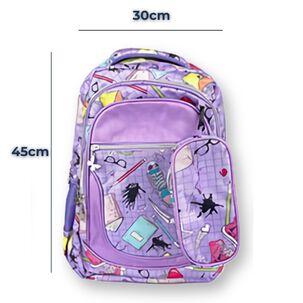 Pack Mochila Lonchera Estuche 45cm Juvenil Y Escolar Girls Geometric Purpura